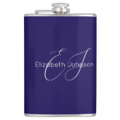 青と白のクラシックミニマリストの名カスタマイズ前 フラスク (正面)