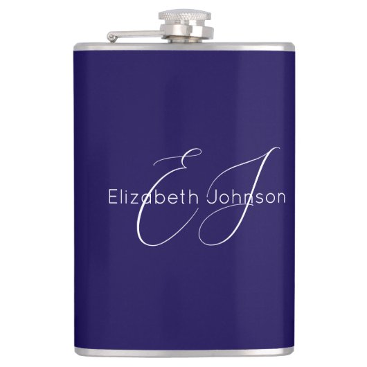 青と白のクラシックミニマリストの名カスタマイズ前 フラスク (正面)