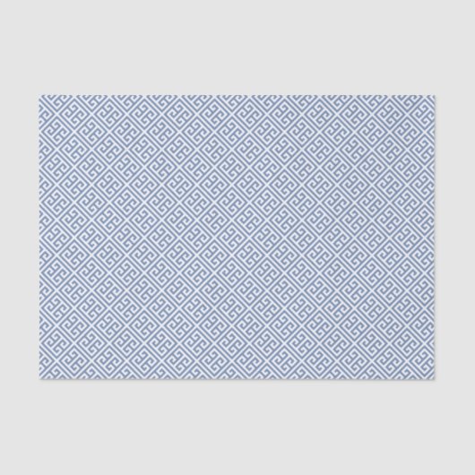 青と白のクラシック ギリシャ キー パターン 薄葉紙 (正面)