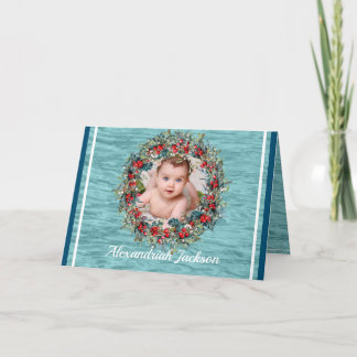 青と白のクリスマスあなたの写真航海の水 シーズンカード