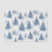 青と白のクリスマスのモミの木 薄葉紙 (正面)