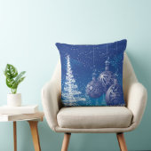 青と白のクリスマスオーナメント&クリスマスツリー クッション (椅子)