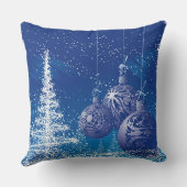 青と白のクリスマスオーナメント&クリスマスツリー クッション (裏面)
