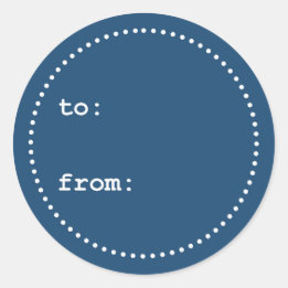 青と白のクリスマスギフトラウンドステッカー ラウンドシール