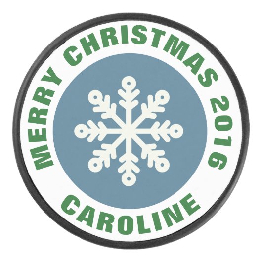 青と白のクリスマススノーフレークホッケーパック アイスホッケーパック (正面)