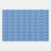 青と白のクリスマスタイポグラフィ ラッピングペーパーシート (正面)