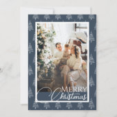 青と白のクリスマスツリーのパターン写真 シーズンカード (正面)