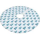 青と白のクリスマスツリーの列 ブラッシュドポリエステルツリースカート (アングル)