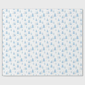 青と白のクリスマスツリーパターン ラッピングペーパー (フラット)