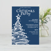 青と白のクリスマスツリーパーティー 招待状 (スタンド正面)