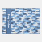 青と白のクリスマスツリー キッチンタオル (横)