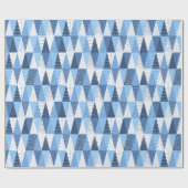 青と白のクリスマスツリー ラッピングペーパー (フラット)