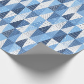 青と白のクリスマスツリー ラッピングペーパー (角)