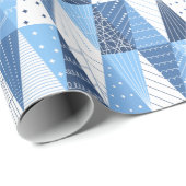 青と白のクリスマスツリー ラッピングペーパー (ロールコーナー)