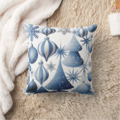 青と白のクリスマスパターン クッション (ブランケット)