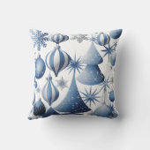 青と白のクリスマスパターン クッション (裏面)