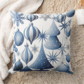 青と白のクリスマスパターン クッション (ブランケット)