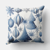 青と白のクリスマスパターン クッション (裏面)