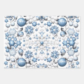 青と白のクリスマスパターン ラッピングペーパーシート (正面2)