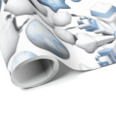 青と白のクリスマスパターン ラッピングペーパー (ロールコーナー)