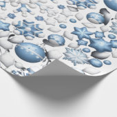 青と白のクリスマスパターン ラッピングペーパー (角)