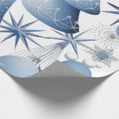 青と白のクリスマスパターン ラッピングペーパー (角)