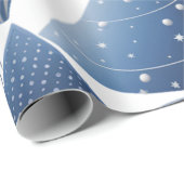 青と白のクリスマスパターン ラッピングペーパー (ロールコーナー)