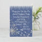 青と白のクリスマスパーティの招待状 招待状 (スタンド正面)