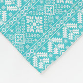 青と白のクリスマスフェア島のパターン フリースブランケット (角)