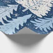 青と白のクリスマスプレゼント ラッピングペーパー (角)