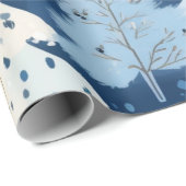 青と白のクリスマスプレゼント ラッピングペーパー (ロールコーナー)