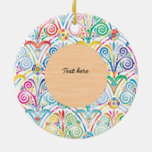 青と白のクリスマスホリデー カスタム猫写真 セラミックオーナメント (裏面)