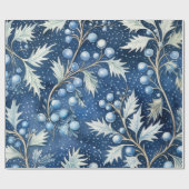 青と白のクリスマスポイントセッテ離れィア ラッピングペーパー (フラット)