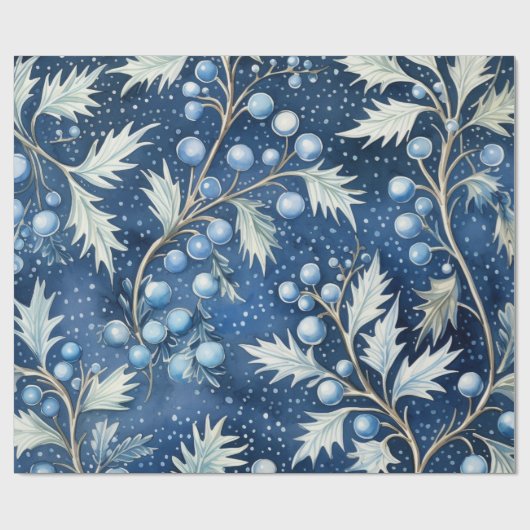 青と白のクリスマスポイントセッテ離れィア ラッピングペーパー (フラット)