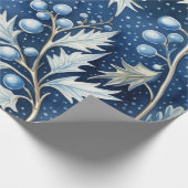 青と白のクリスマスポイントセッテ離れィア ラッピングペーパー (角)
