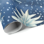 青と白のクリスマスポイントセッテ離れィア ラッピングペーパー (ロールコーナー)