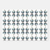 青と白のクリスマスラッピング紙シート ラッピングペーパーシート (正面3)