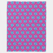 青と白のクリスマス懸命キャンディ付き紫 フリースブランケット (正面)