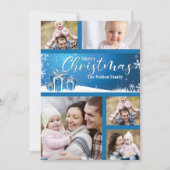 青と白のクリスマス5枚の写真 シーズンカード (正面)