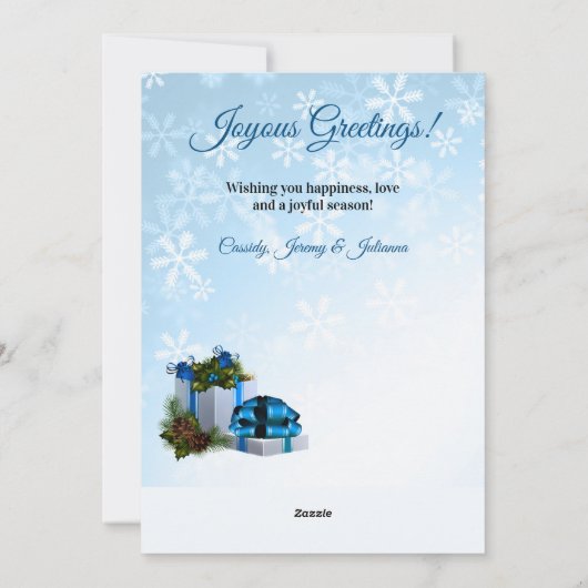 青と白のクリスマス5枚の写真 シーズンカード (裏面)