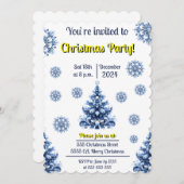 青と白のクリスマス 招待状 (正面/裏面)
