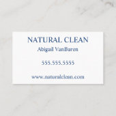 青と白のクリーニングのハウスキーピング適応 名刺 (裏面)