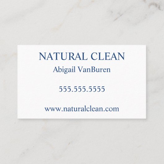 青と白のクリーニングのハウスキーピング適応 名刺 (裏面)