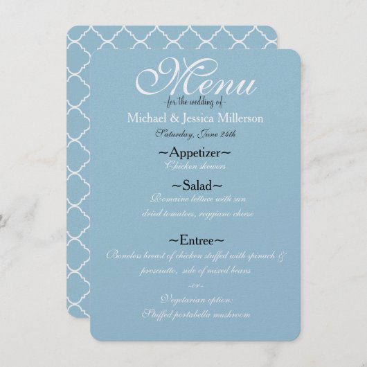 青と白のクローバー結婚のメニュー メニュー (正面/裏面)