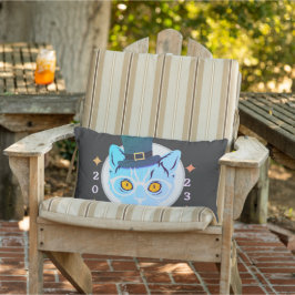 青と白のクール猫腰枕 アウトドアクッション