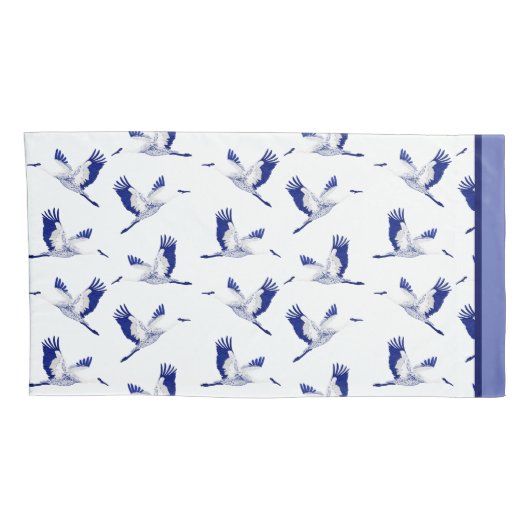 青と白のク飛んでいるレーン 枕カバー (裏面-右)