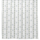 青と白のグランドミレニアルウォーターカラーフローラ シャワーカーテン (正面)