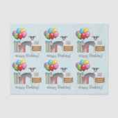 青と白のグレイイタリアンハウンドカラフル誕生日 薄葉紙 (正面)