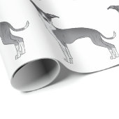 青と白のグレイハウンドイタリアンかわいい犬のパターン ラッピングペーパー (ロールコーナー)