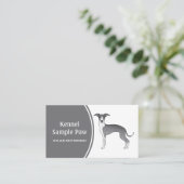 青と白のグレイハウンドイタリアンの漫画の犬 名刺 (スタンド正面)